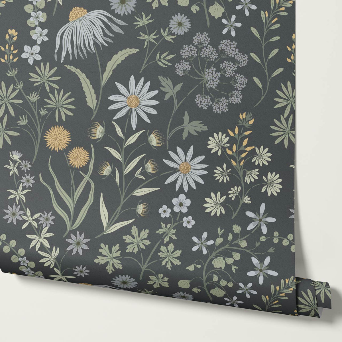 Ada Wildflower Herbarium Slate Blue Sky Wallpaper