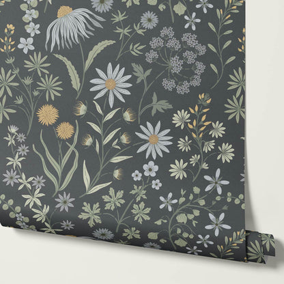 Ada Wildflower Herbarium Slate Blue Sky Wallpaper