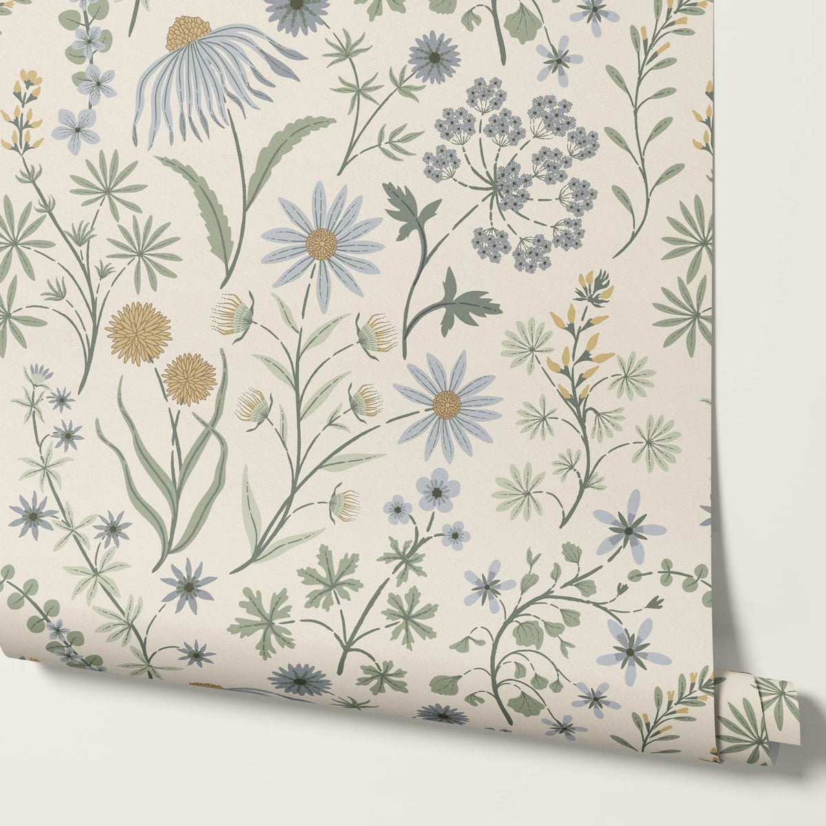 Ada Wildflower Herbarium Ivory Sky Pastel Wallpaper