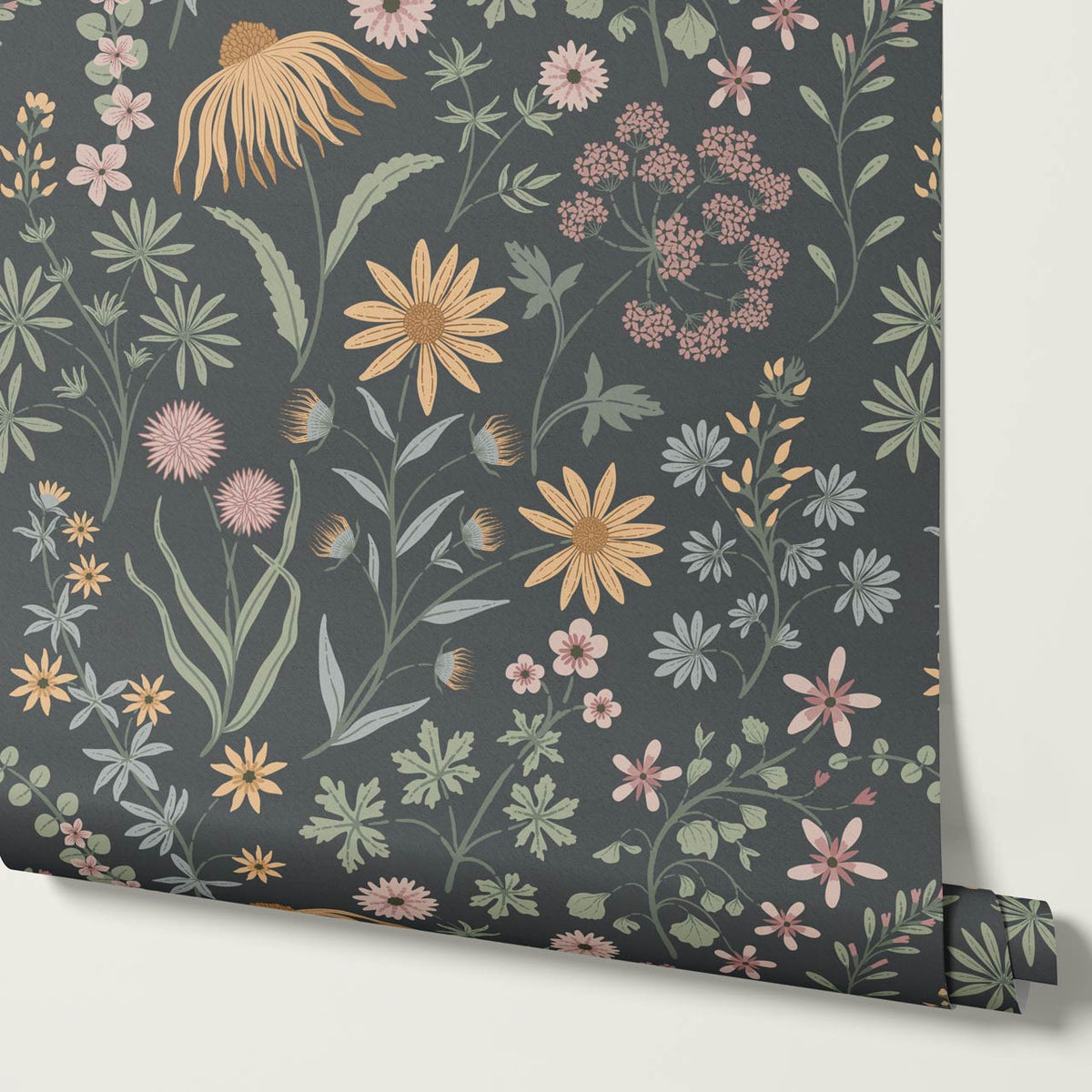 Ada Wildflower Herbarium Slate Mauve Honey Wallpaper