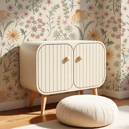 Ada Wildflower Herbarium Ivory Pastel Wallpaper