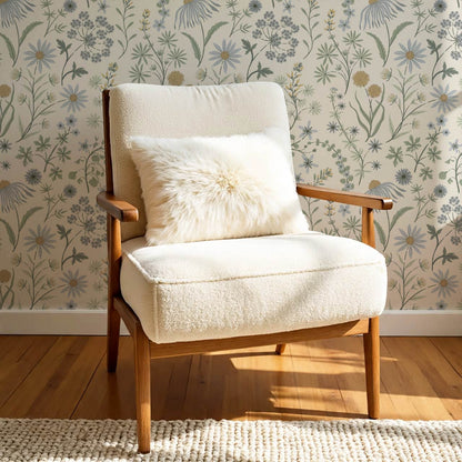 Ada Wildflower Herbarium Ivory Sky Pastel Wallpaper