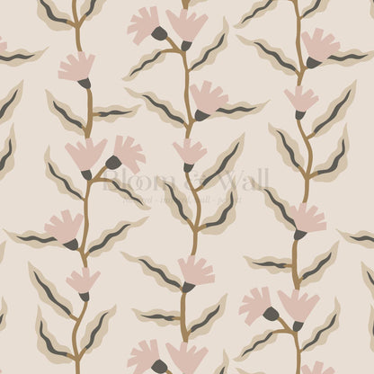 Adaline Folk Vine Dusty Rose Wallpaper