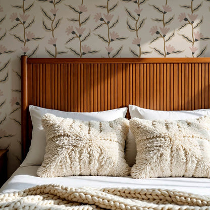 Adaline Folk Vine Dusty Rose Wallpaper