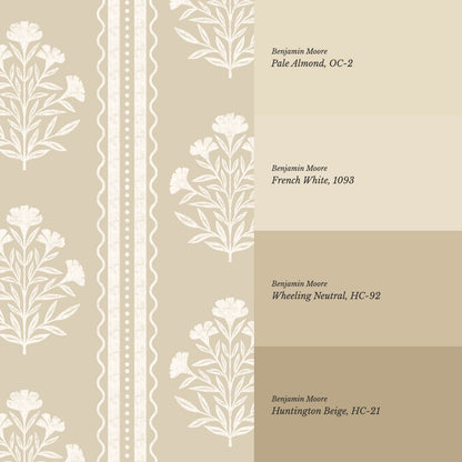 Adalynn Country Cottage Blooming Stripes Beige Wallpaper