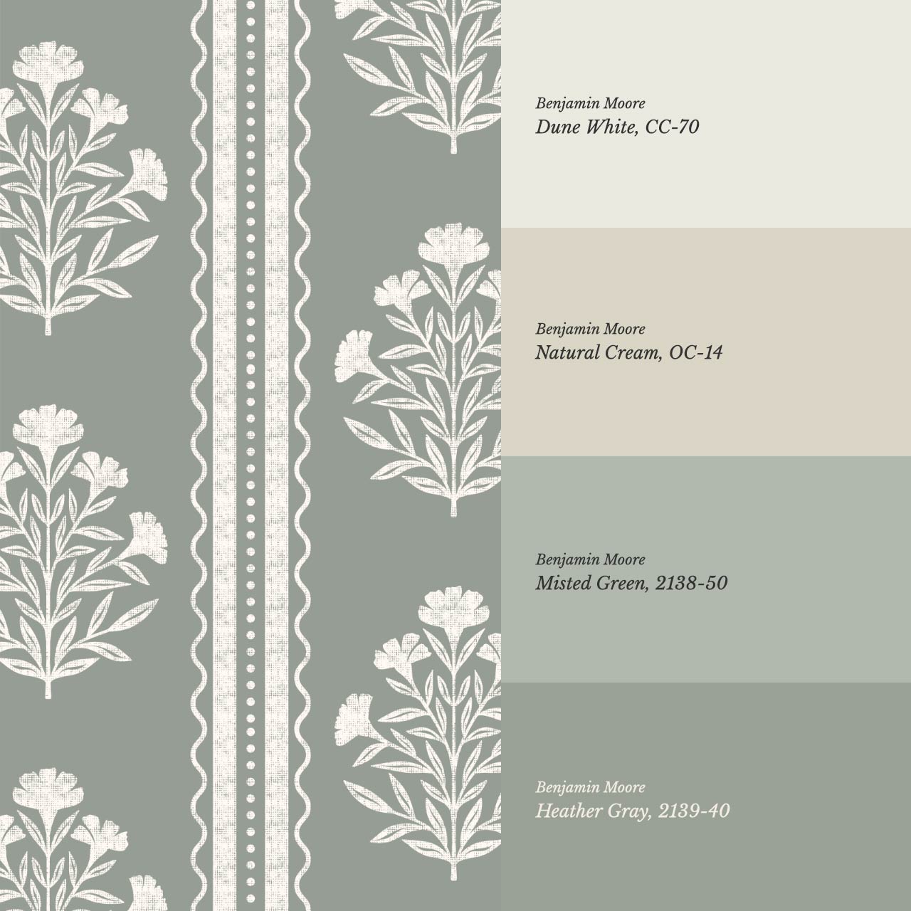 Adalynn Country Cottage Blooming Stripes Sage Wallpaper