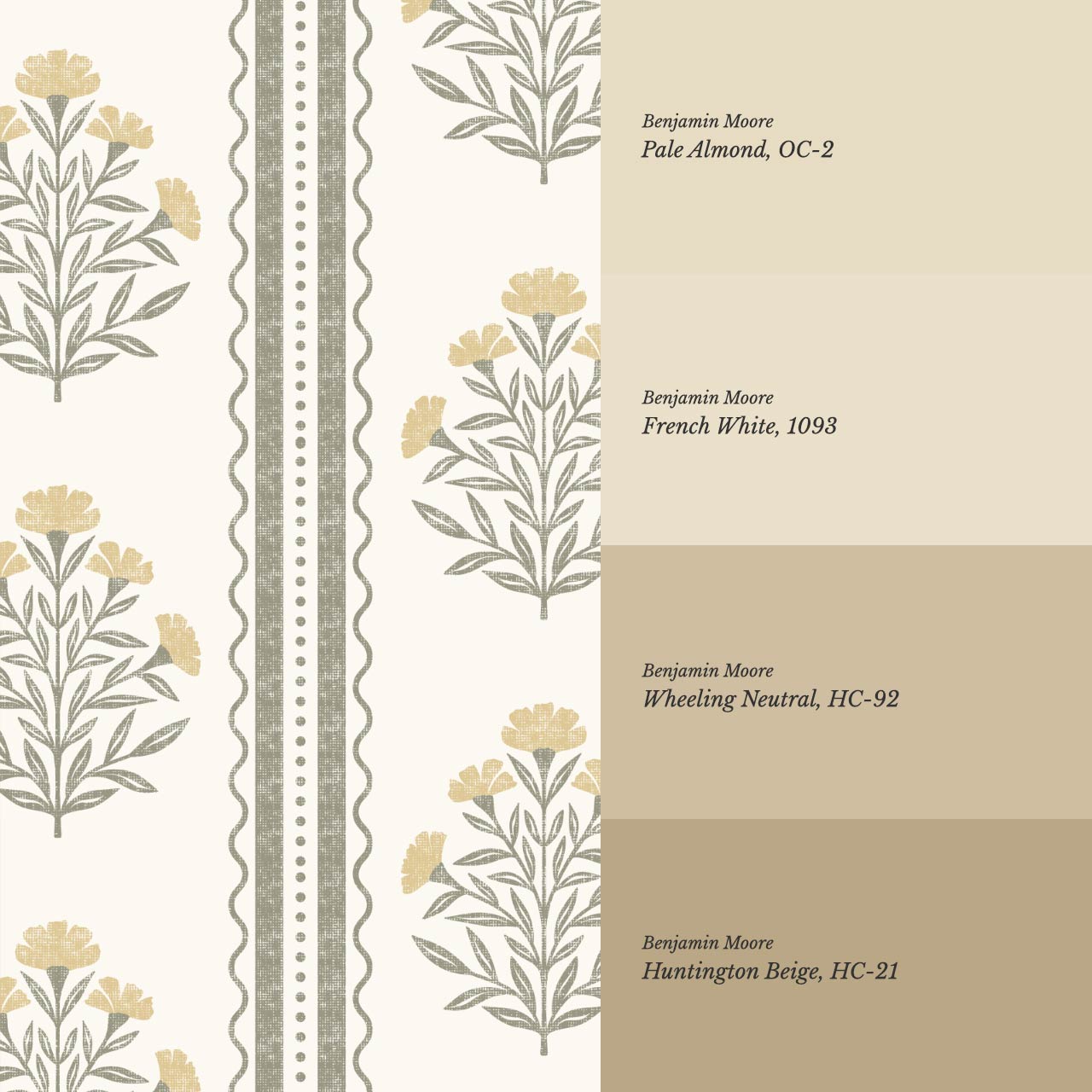 Adalynn Country Cottage Blooming Stripes Butter Gold Wallpaper