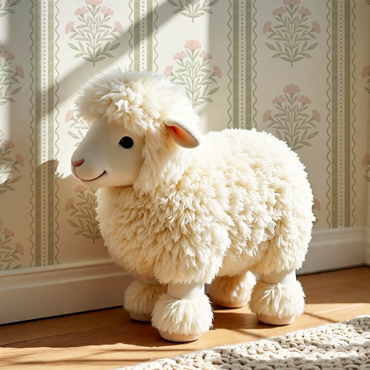 Adalynn Country Cottage Blooming Stripes Sage Pink Wallpaper