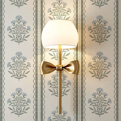 Adalynn Country Cottage Blooming Stripes Sage Sky Wallpaper