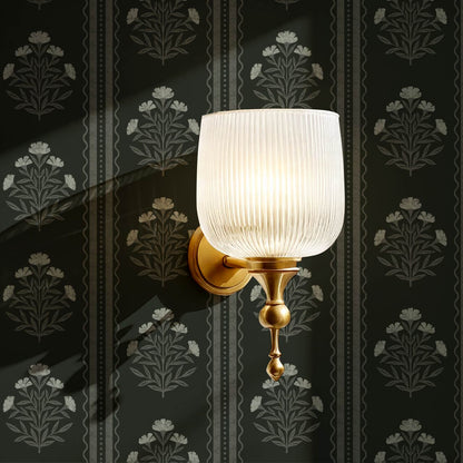 Adalynn Country Cottage Blooming Stripes Moody Green Wallpaper