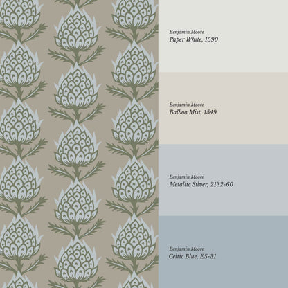 Addison Folk Thistle Aegean Teal Wallpaper