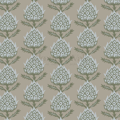 Addison Folk Thistle Aegean Teal Wallpaper