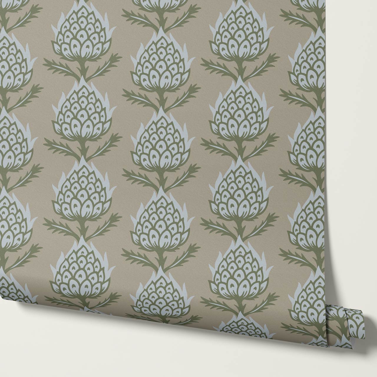 Addison Folk Thistle Aegean Teal Wallpaper