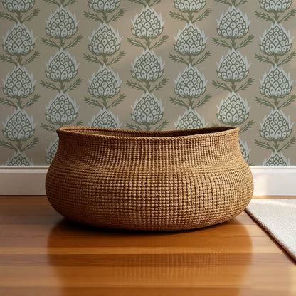 Addison Folk Thistle Aegean Teal Wallpaper