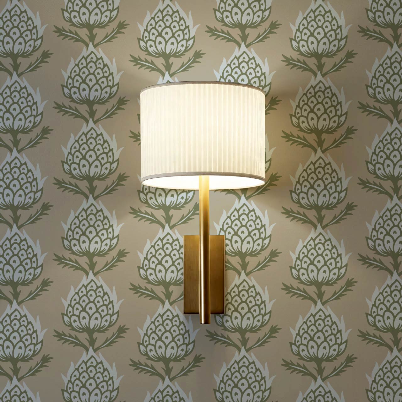 Addison Folk Thistle Aegean Teal Wallpaper