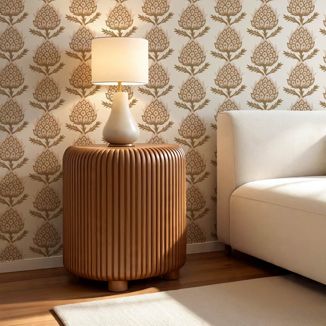 Addison Folk Thistle Blush Wallpaper