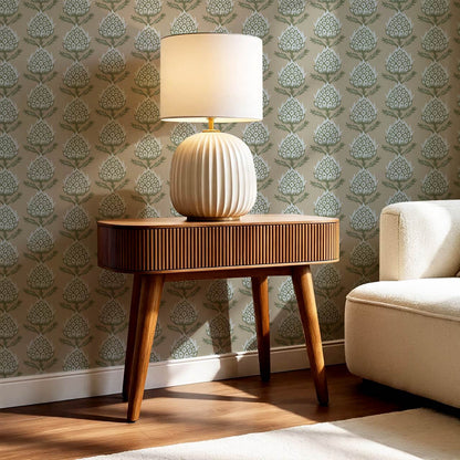 Addison Folk Thistle Aegean Teal Wallpaper