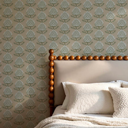 Addison Folk Thistle Aegean Teal Wallpaper
