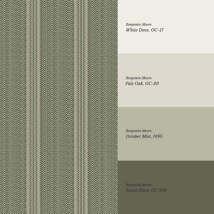 Adelheid Woven Ticking Stripes Olive Wallpaper