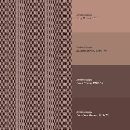 Adelheid Woven Ticking Stripes Mahogany Wallpaper
