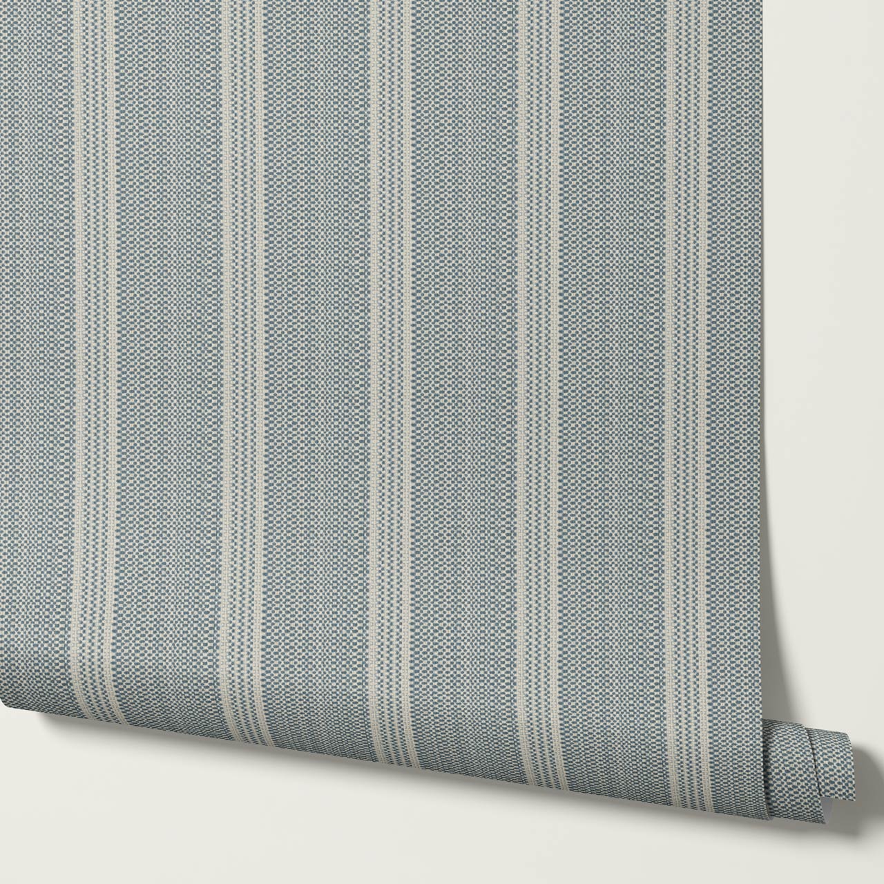 Adelheid Woven Ticking Stripes Blue Wallpaper