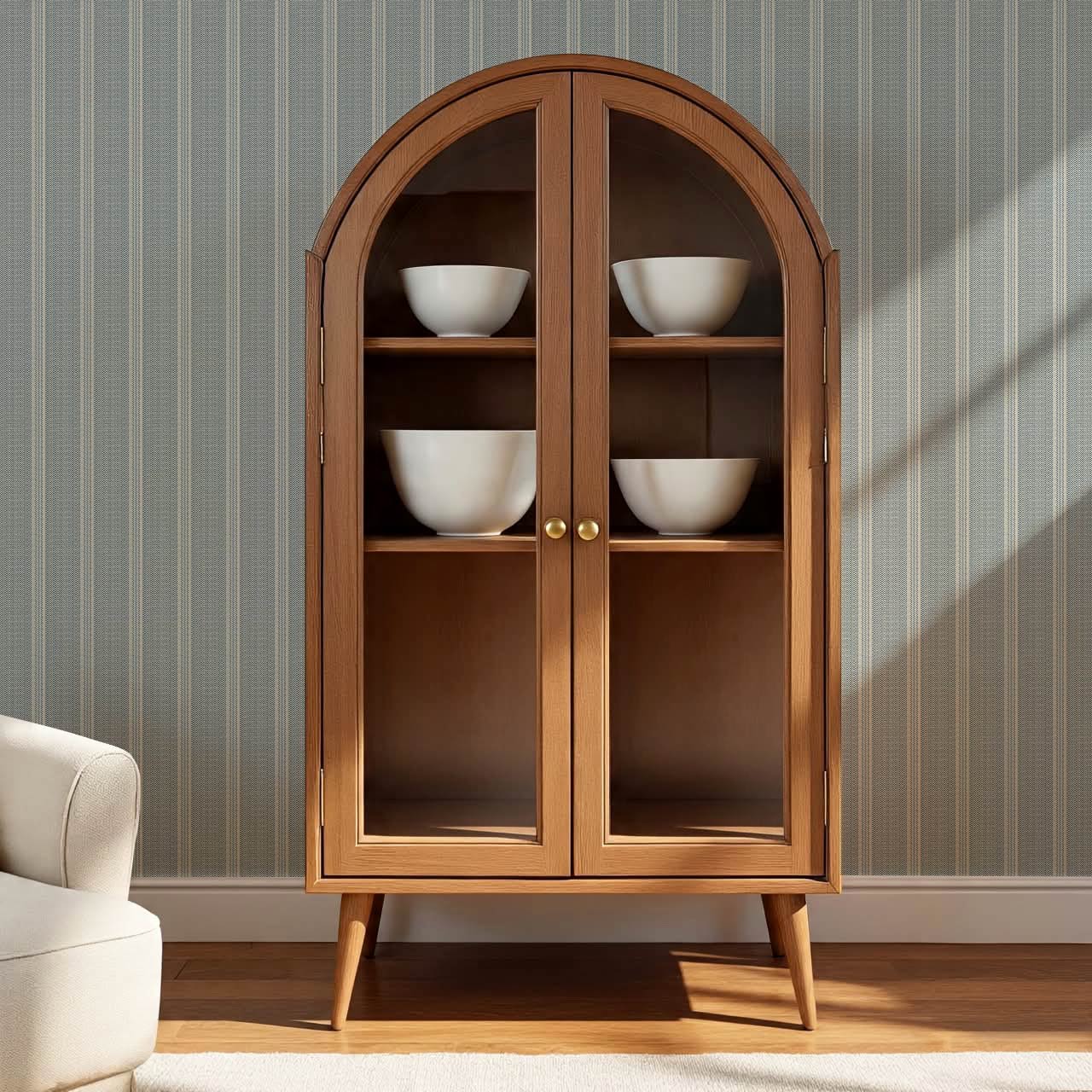 Adelheid Woven Ticking Stripes Blue Wallpaper