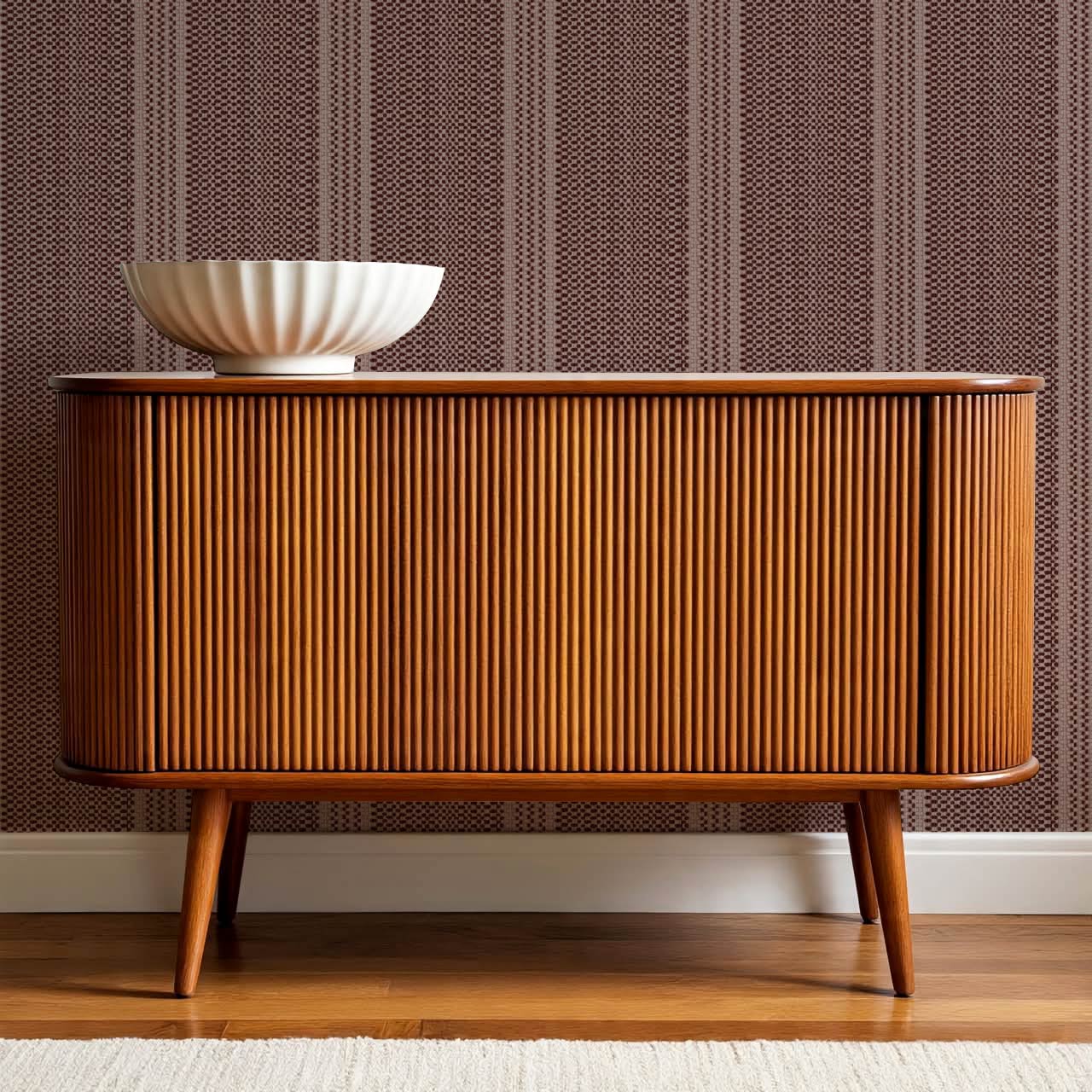 Adelheid Woven Ticking Stripes Mahogany Wallpaper