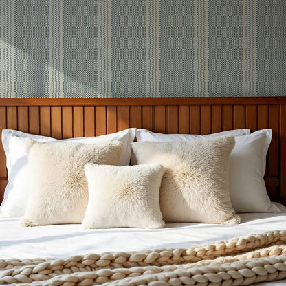 Adelheid Woven Ticking Stripes Blue Wallpaper