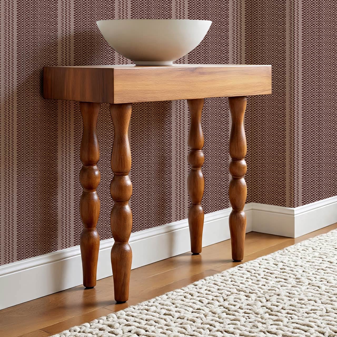 Adelheid Woven Ticking Stripes Mahogany Wallpaper