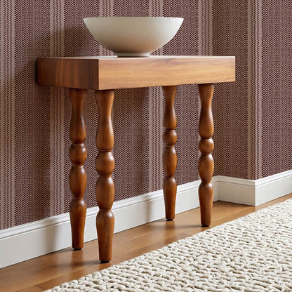 Adelheid Woven Ticking Stripes Mahogany Wallpaper