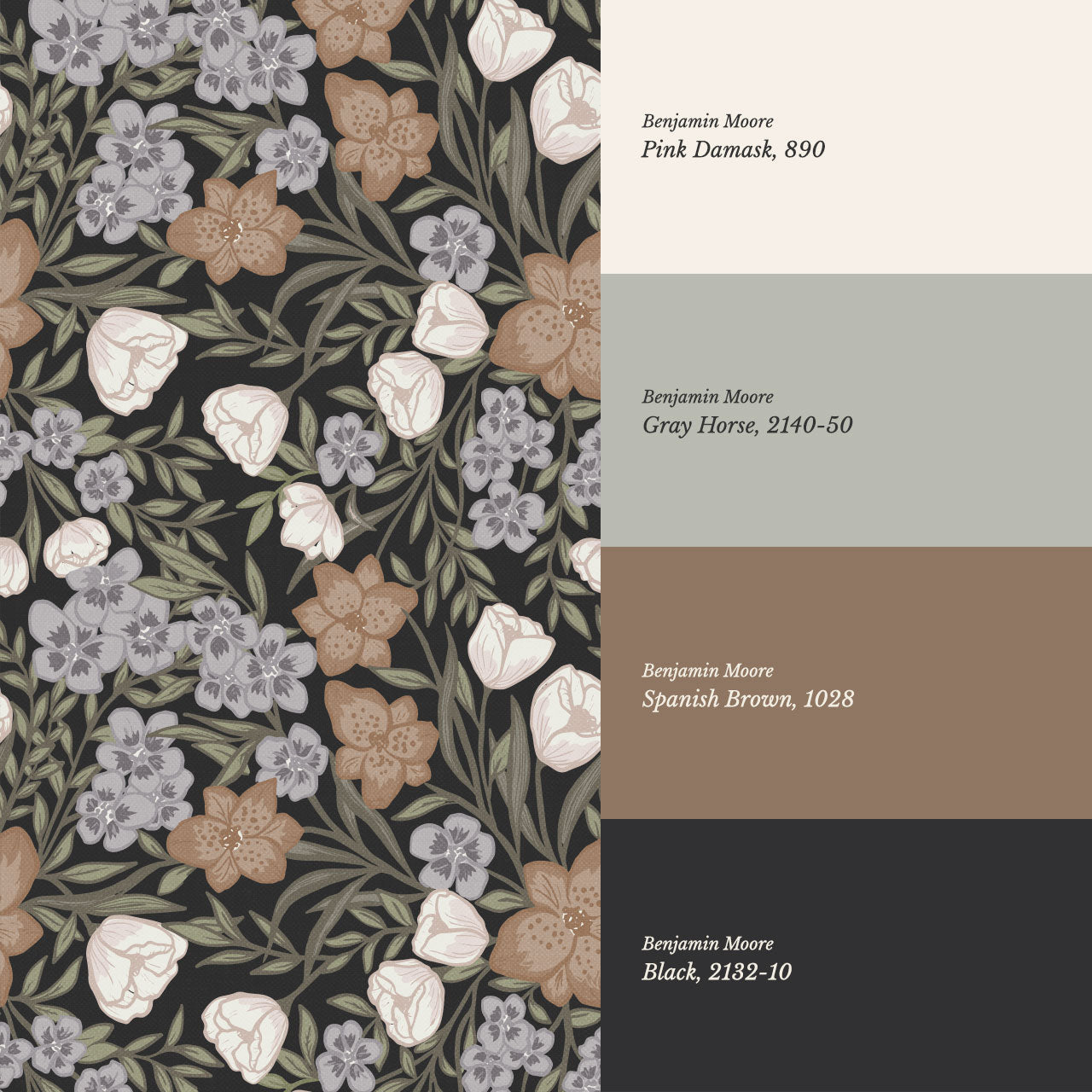 Adelie Iris Bouquet Black Wallpaper