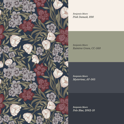 Adelie Iris Bouquet Navy Wallpaper