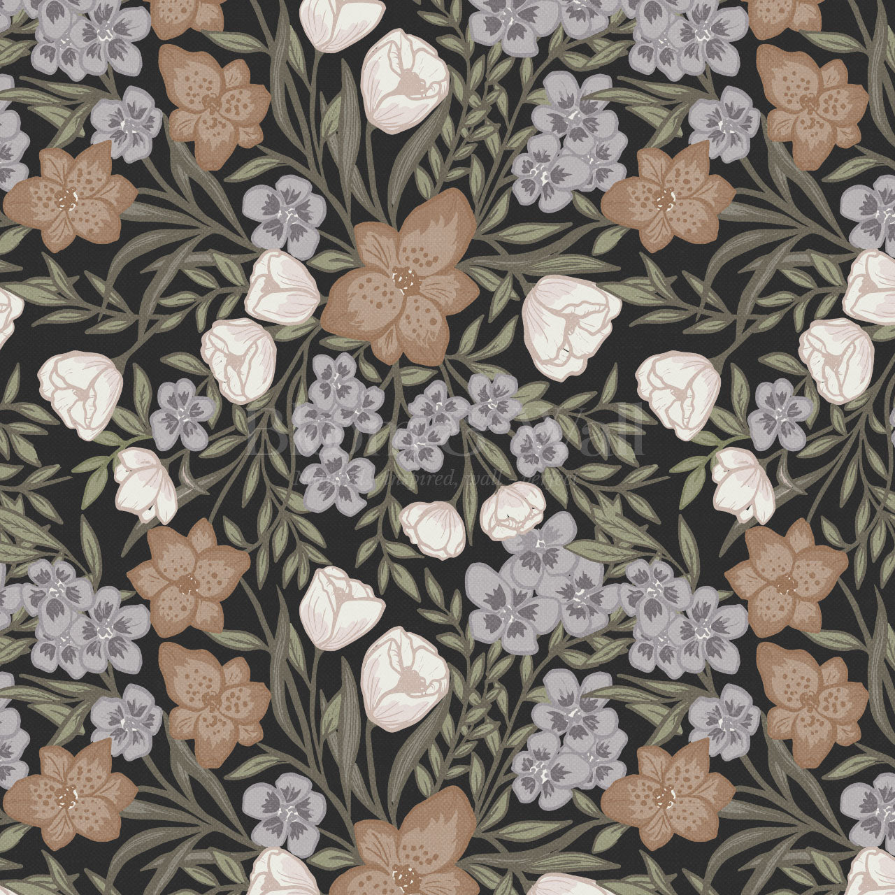 Adelie Iris Bouquet Black Wallpaper