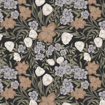 Adelie Iris Bouquet Black Wallpaper