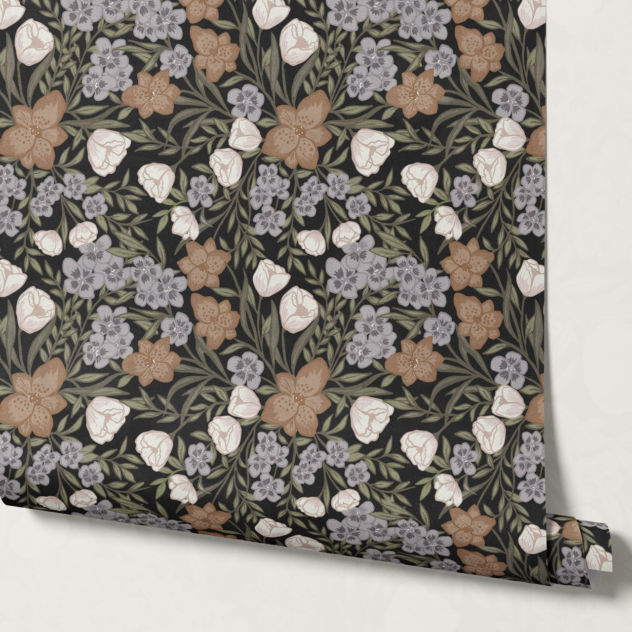 Adelie Iris Bouquet Black Wallpaper