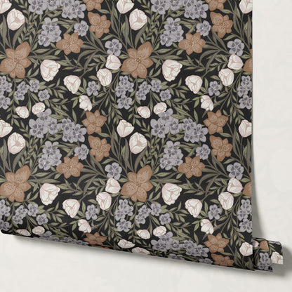 Adelie Iris Bouquet Black Wallpaper