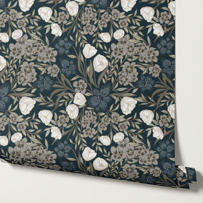 Adelie Iris Bouquet Neutral Wallpaper