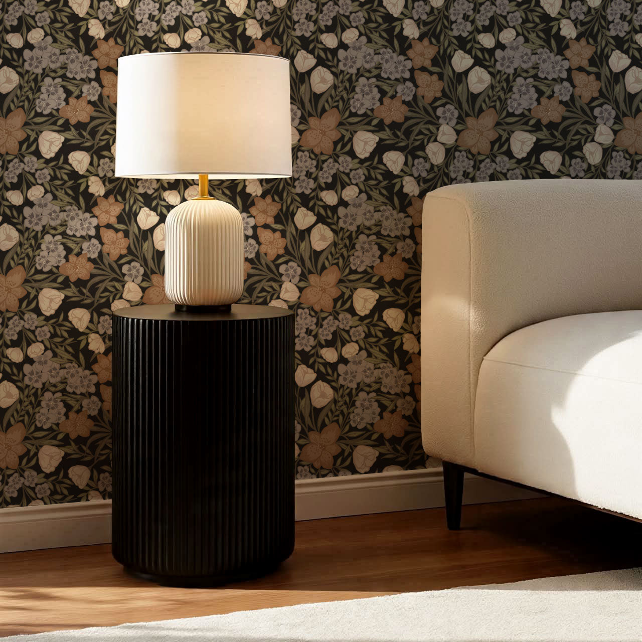 Adelie Iris Bouquet Black Wallpaper