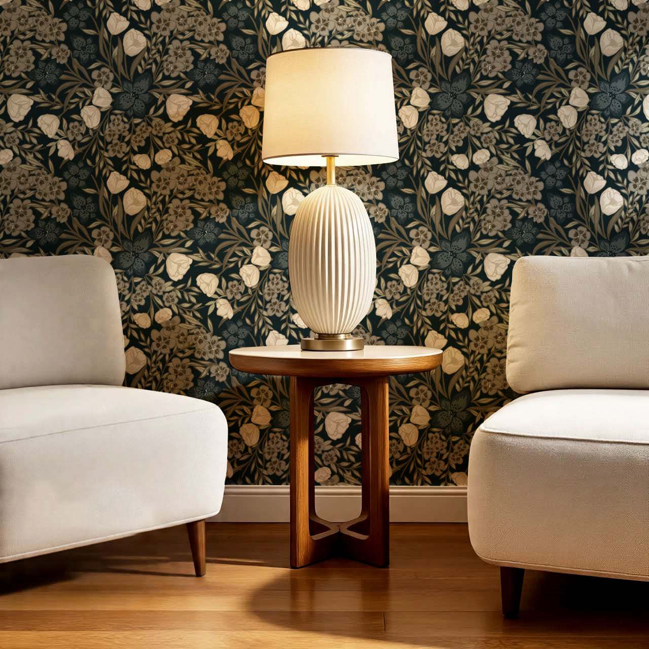 Adelie Iris Bouquet Neutral Wallpaper