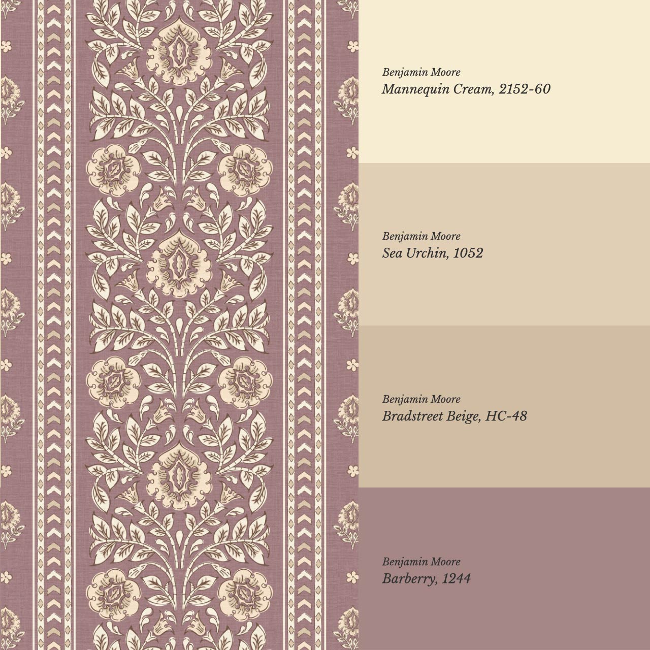 Aprajita Vertical Bloom Woodrose Mauve Wallpaper