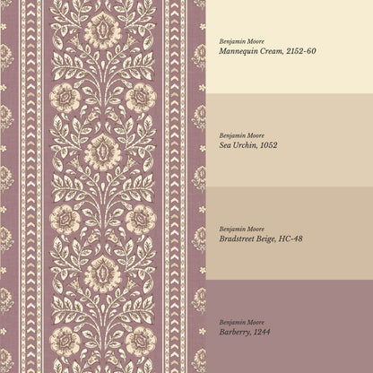 Aprajita Vertical Bloom Woodrose Mauve Wallpaper