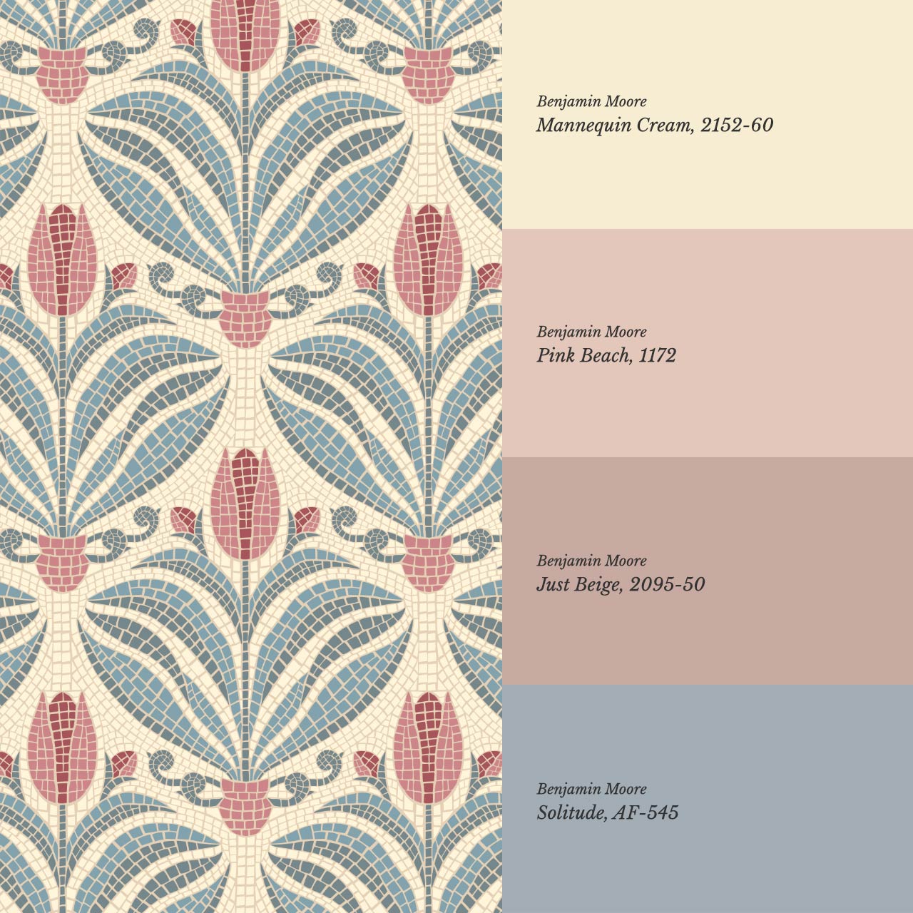 Adia Tulip Mosaic Pink Blue Wallpaper
