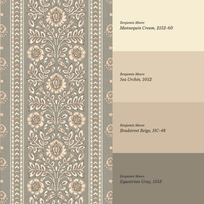 Aprajita Vertical Bloom Stone Grey Wallpaper