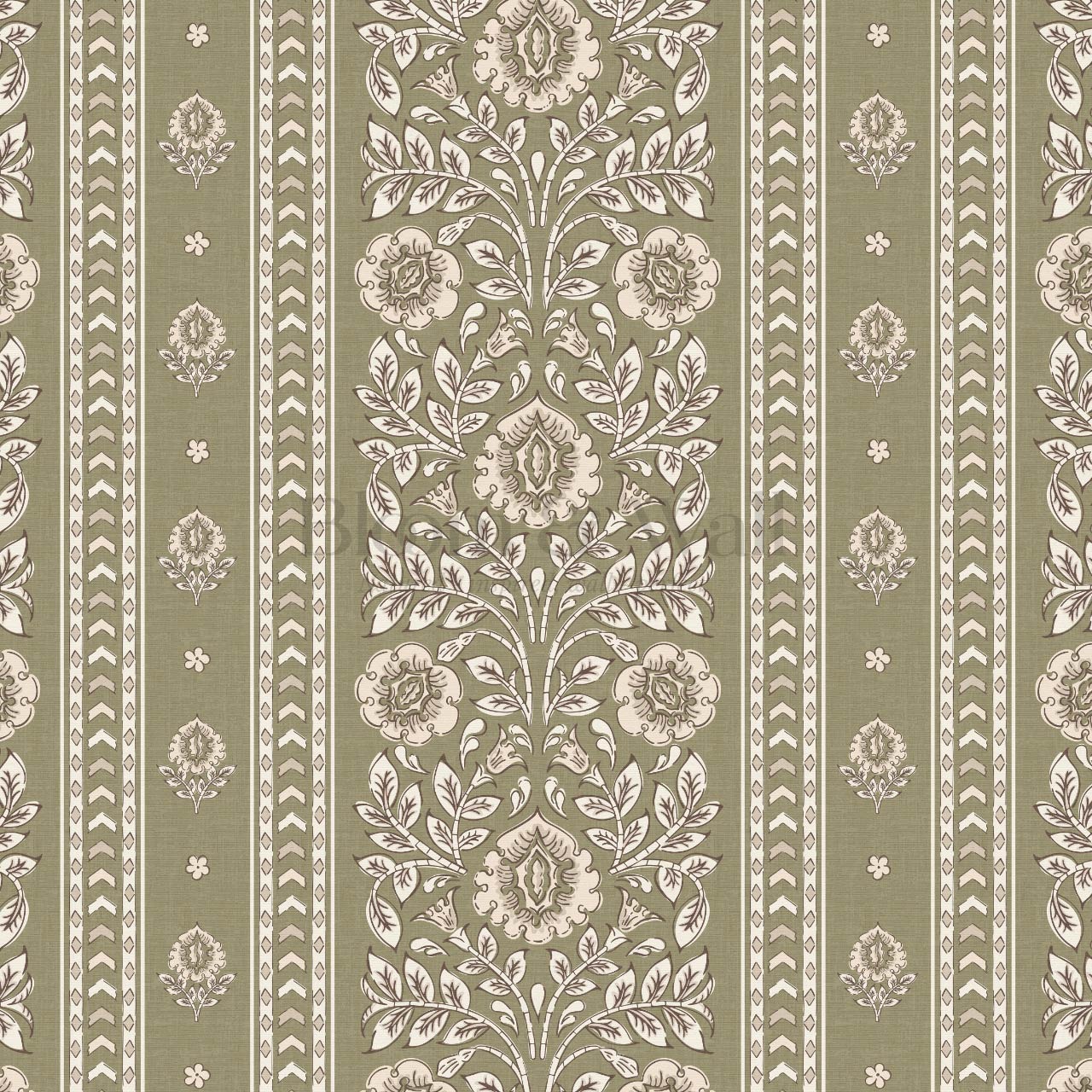Aprajita Vertical Bloom Olive Green Wallpaper