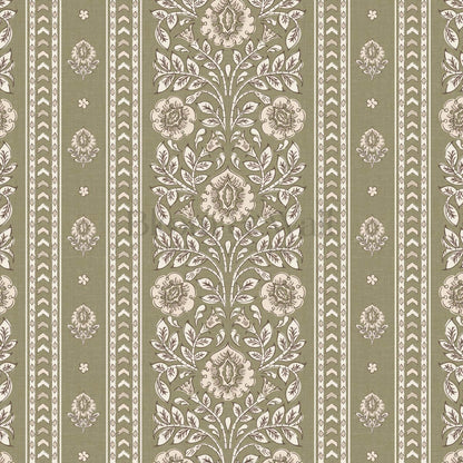 Aprajita Vertical Bloom Olive Green Wallpaper