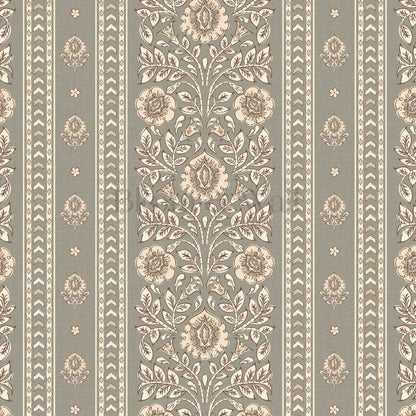Aprajita Vertical Bloom Stone Grey Wallpaper