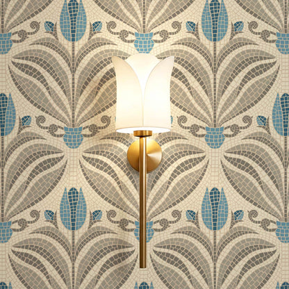 Adia Tulip Mosaic Blue Grey Wallpaper