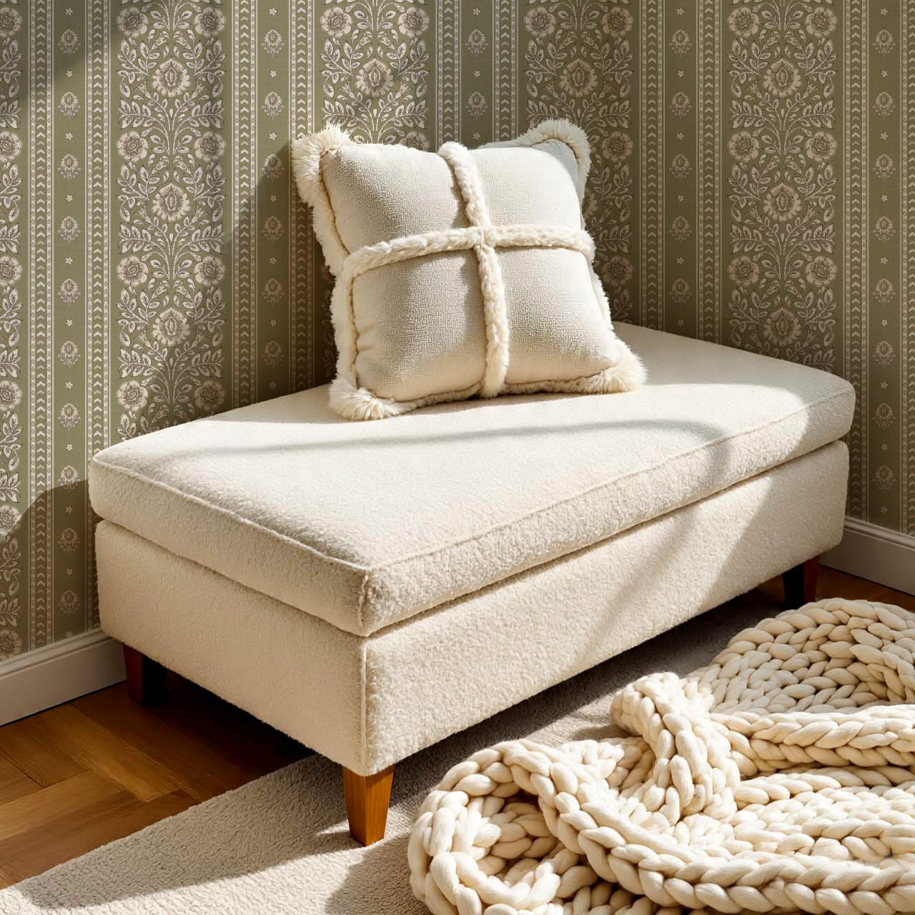 Aprajita Vertical Bloom Olive Green Wallpaper
