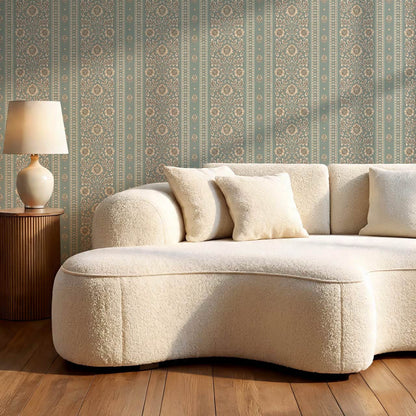 Aprajita Vertical Bloom Raindance Green Wallpaper
