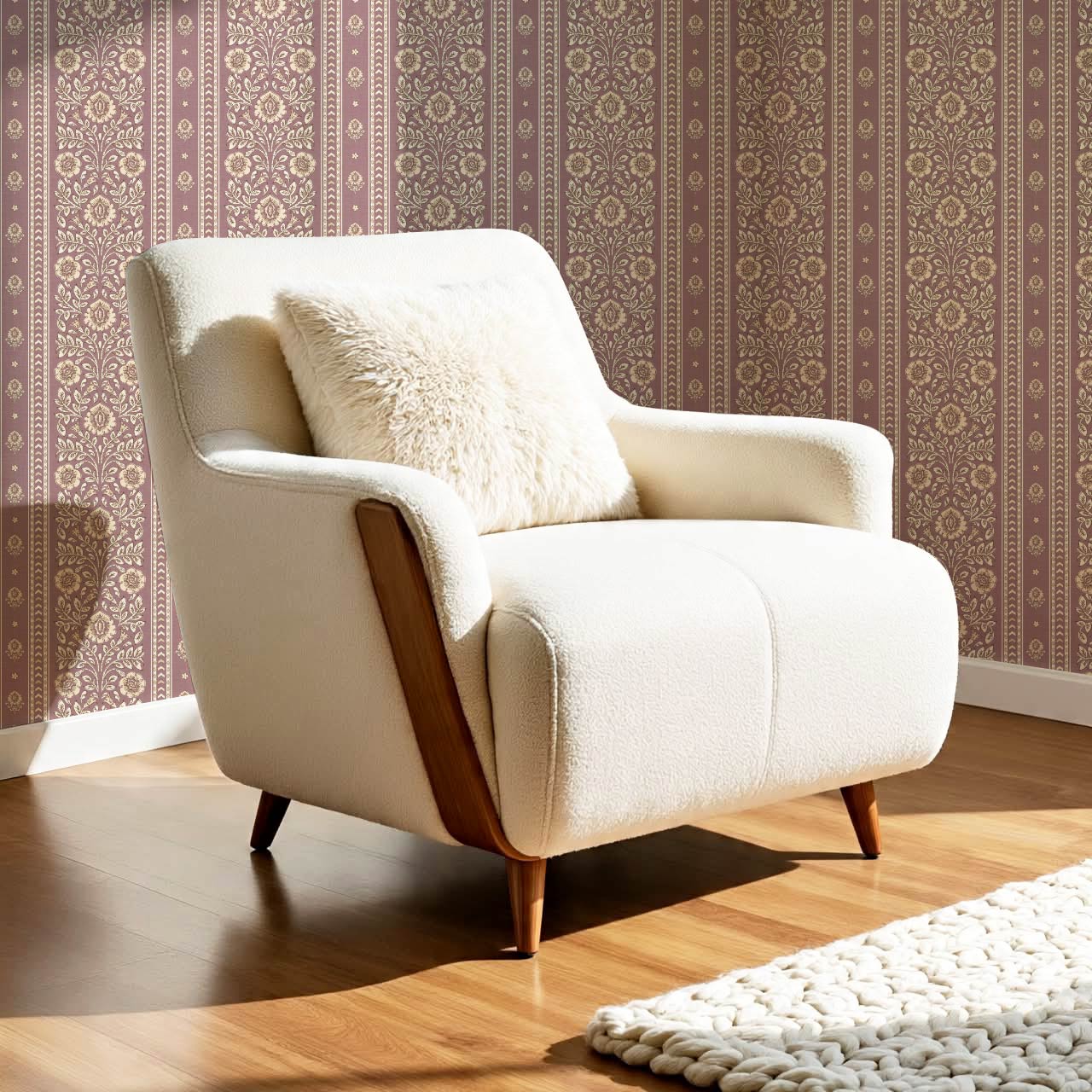 Aprajita Vertical Bloom Woodrose Mauve Wallpaper